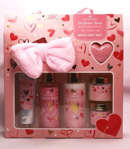 مجموعة هدايا الحمام برائحة الورد في علبة ورقية – Perfume Rose Paper Box Bath Gift Set