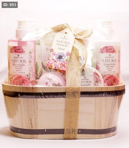 مجموعة هدايا الحمام الطبيعية في صندوق خشبي – Natural Botanicals Wooden Box Bath Gift Set