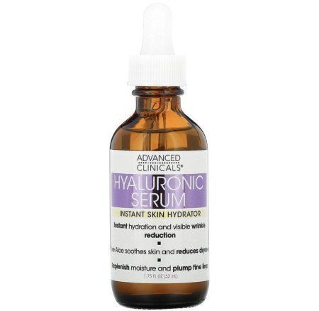 Advanced Clinicals Hyaluronic Serum Instant Skin Hydrator 52 ml-سيروم حمض الهيالورونيك من أدفانسد كلينيكالز، مرطب فوري للبشرة، 52 مل