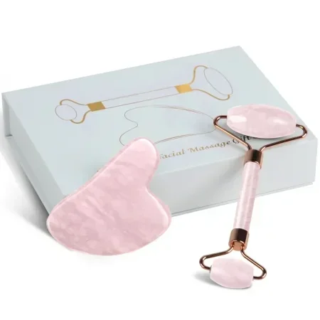 Jade Face Roller and Gua Sha Set for Face Facial-مجموعة رول وغواشا للعناية بالوجه