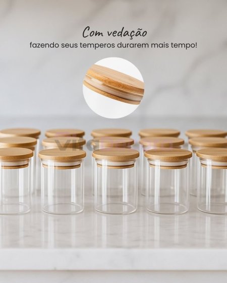 مرطبان زجاج بامبو للبهارات